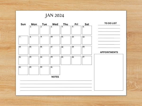 Dated Printable Calendar Year 2024