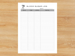 Printable and Fillable Blood Sugar Log Sheet