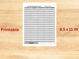 Printable and Fillable Income Expense Log Sheet
