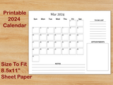 Dated Printable Calendar Year 2024