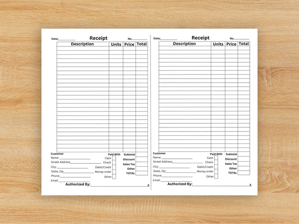 Printable Customer Receipt For Small Business
