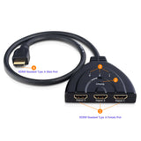 3 Port 1080 P HDMI Splitter Switcher HUB Video Cable